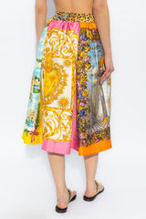 Scarf Print Silk Midi Skirt