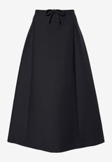 Crepe Midi Skirt with Bow