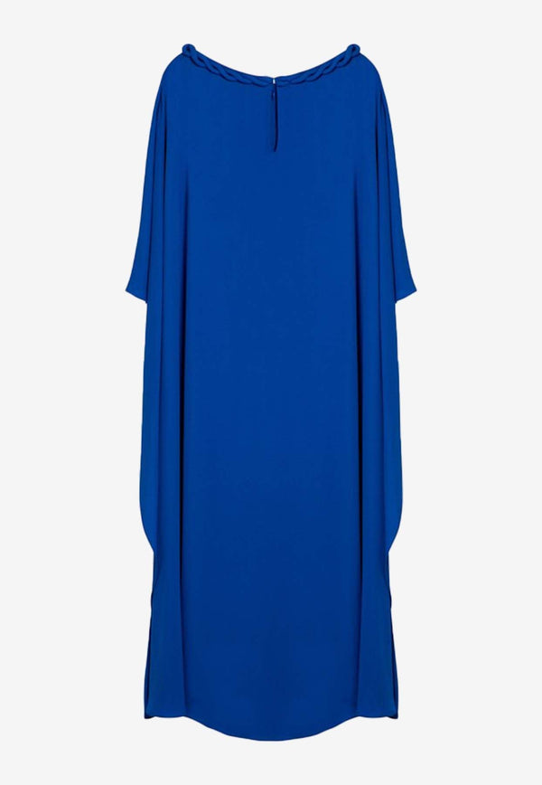 Draped Silk Midi Cape Dress