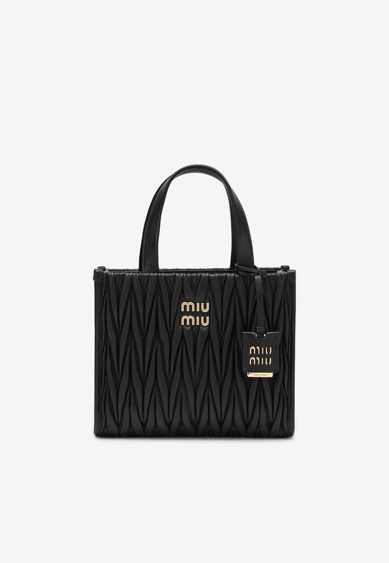 Logo Lettering Quilted Leather Tote Bag