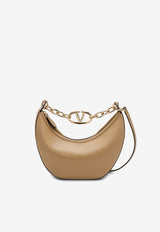 Small VLogo Moon Hobo Bag in Grained Leather