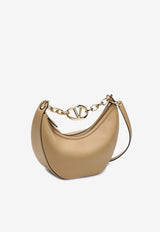 Small VLogo Moon Hobo Bag in Grained Leather