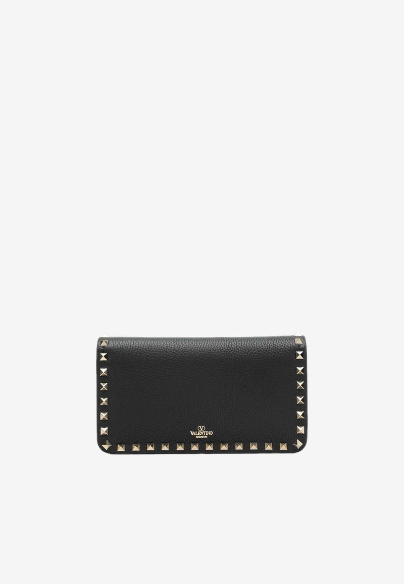 Rockstud Grained Leather Chain Clutch