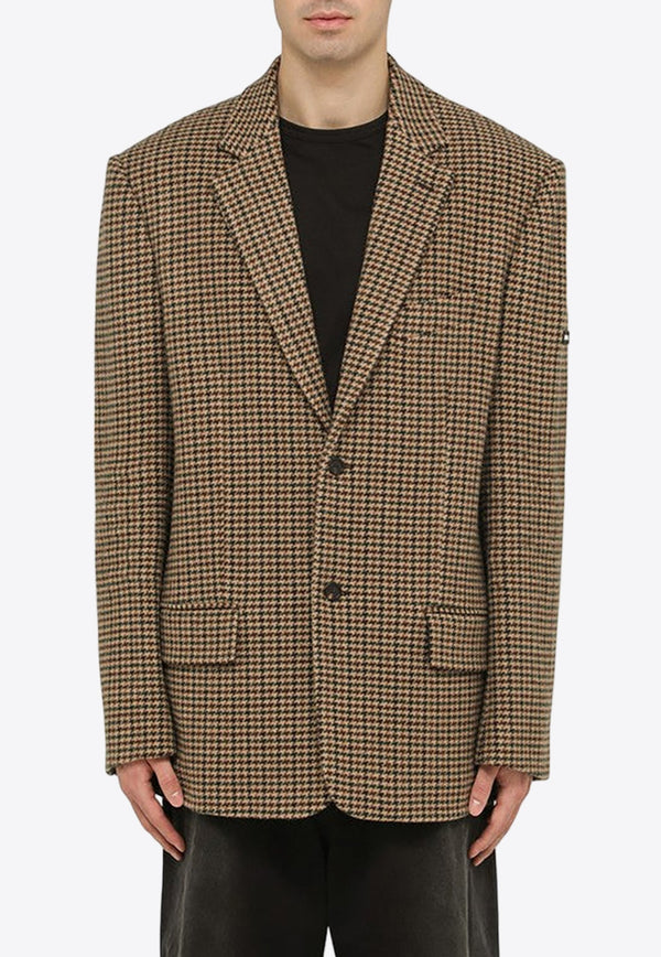 Houndstooth Single-Breasted Wool-Blend Blazer