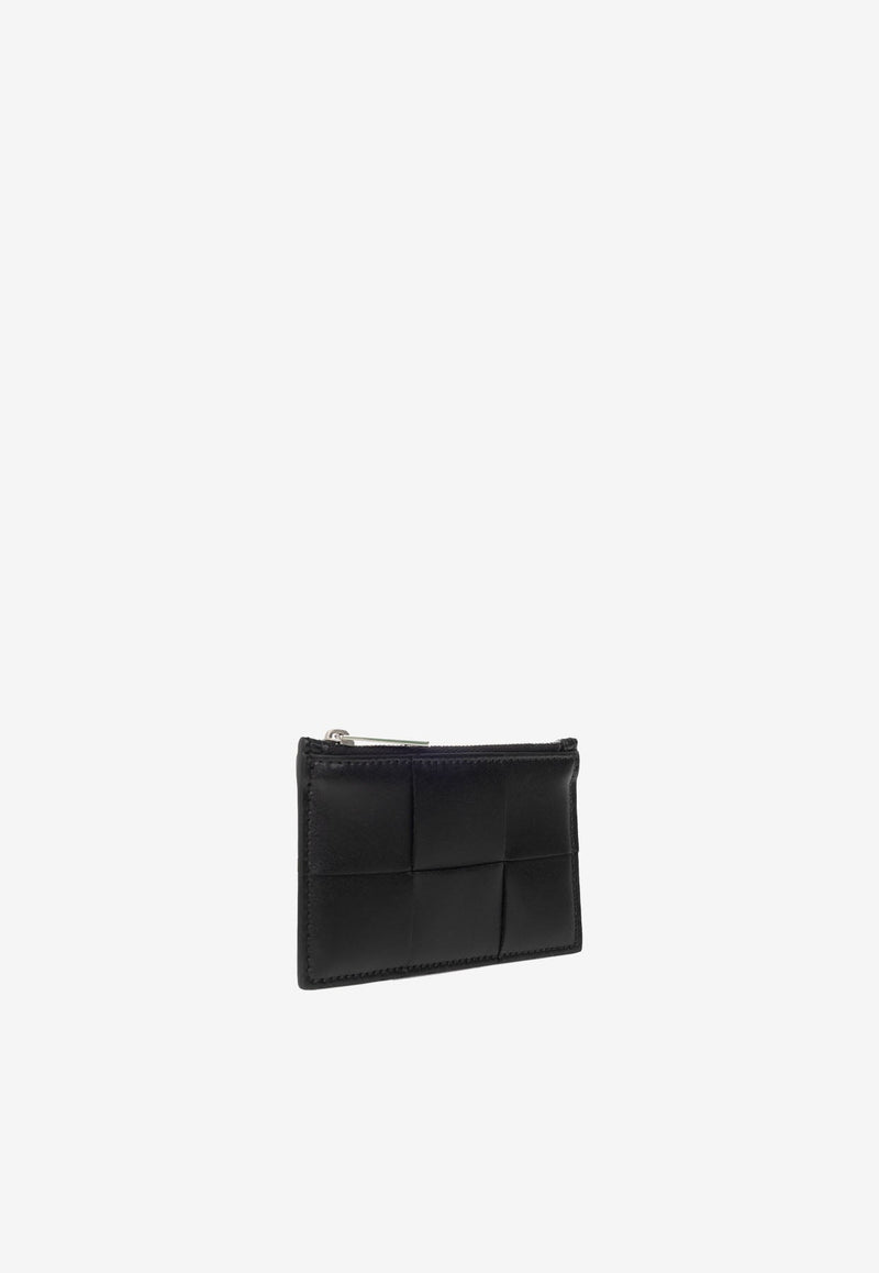 Intrecciato Leather Zip Cardholder