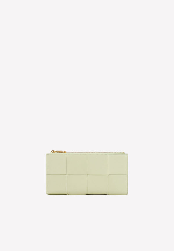 Bi-Fold Zip Wallet in Intrecciato Calf Leather