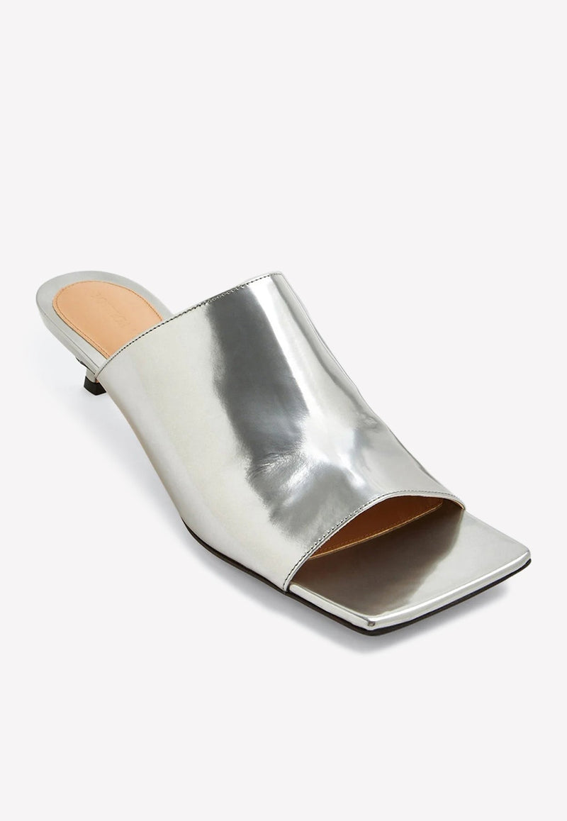 Stretch 40 Mules in Metallic Calf Leather