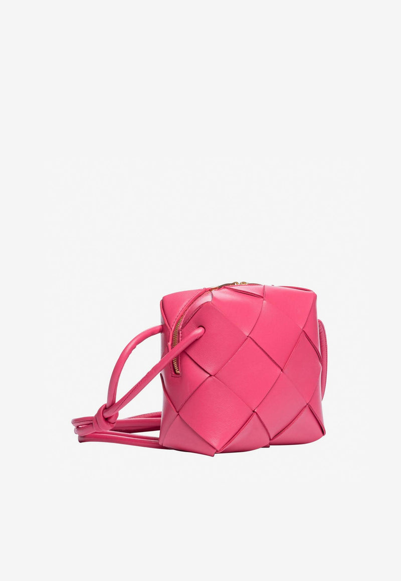 Mini Cassette Crossbody Bag in Intreccio Leather