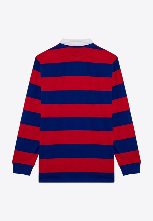 Striped Long-Sleeved Polo T-shirt