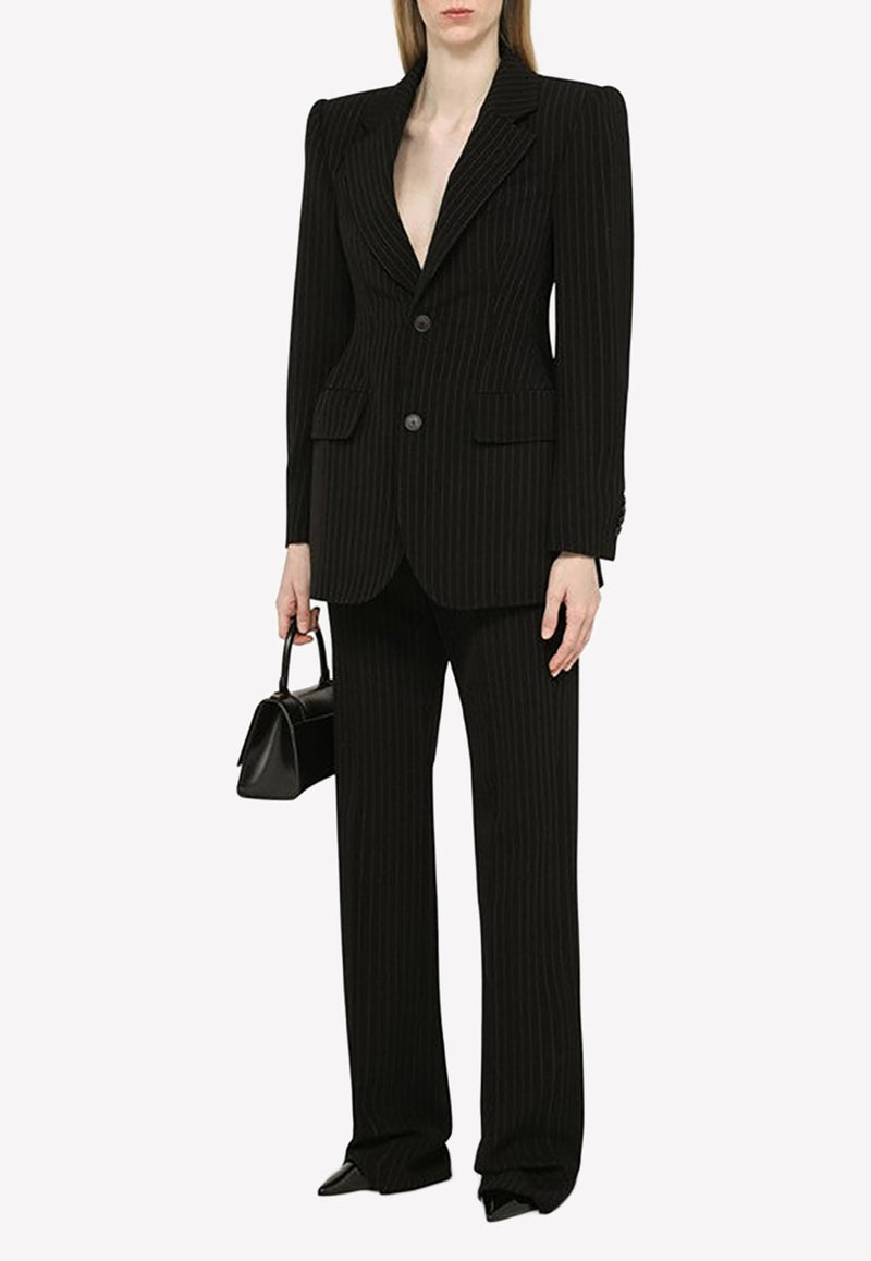 Pinstripe Single-Breasted Blazer