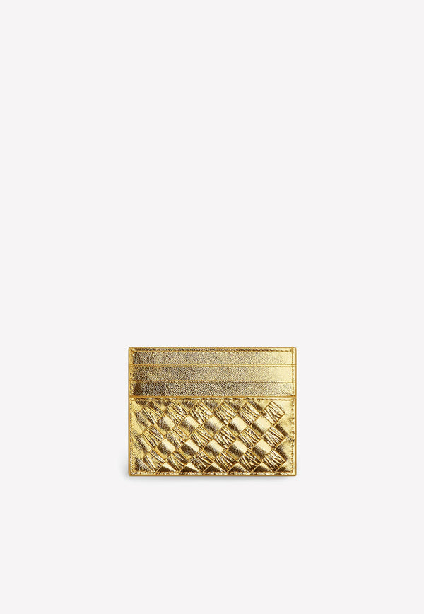 Intrecciato Cardholder in Metallic Leather