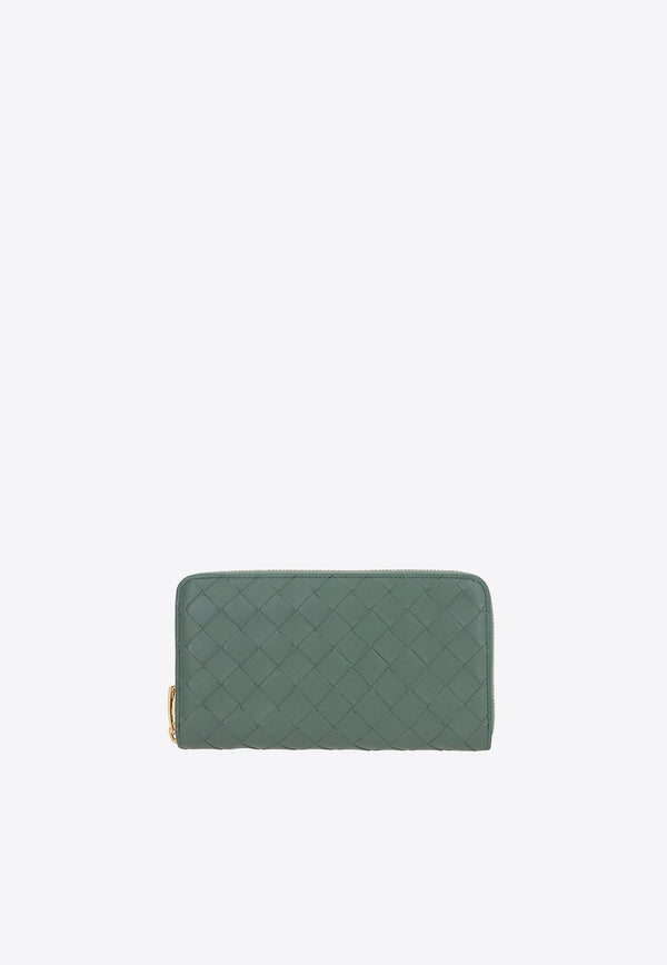 Zip-Around Wallet in Intrecciato Leather