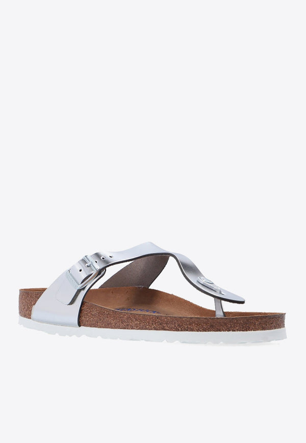 Gizeh Metallic-Leather Thong Sandals
