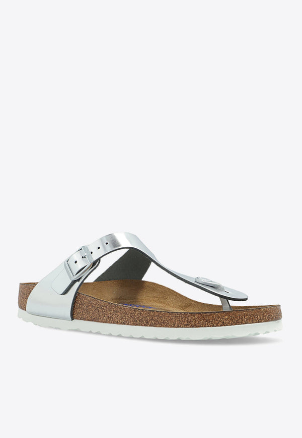 Gizeh Metallic-Leather Thong Sandals