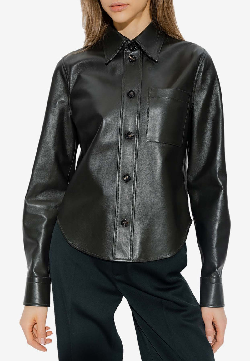 Long-Sleeved Leather Shirt