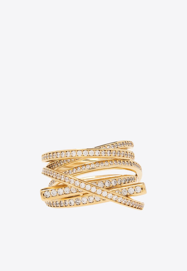 Crystal-Embellished Gancini Ring