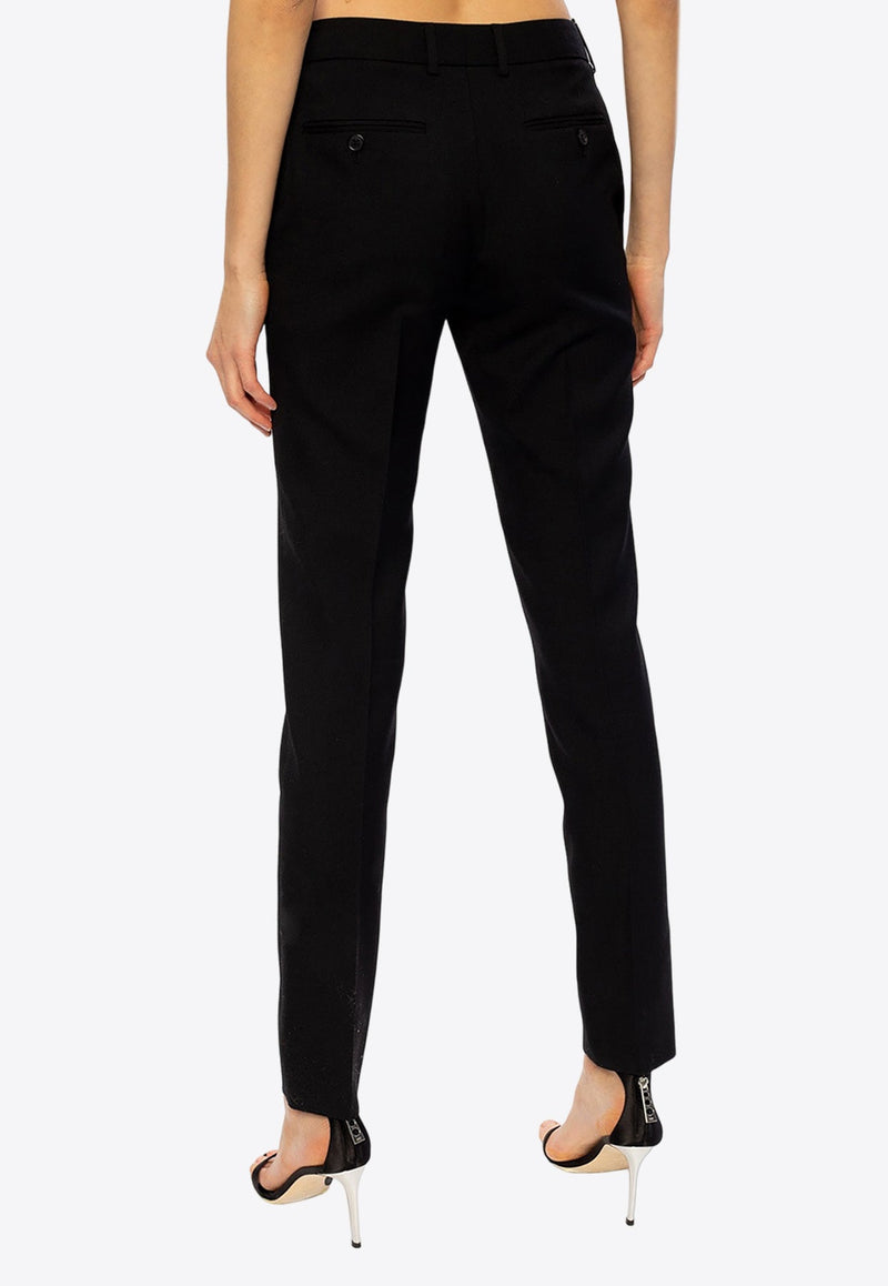 Tapered-Leg Tailored Wool Pants