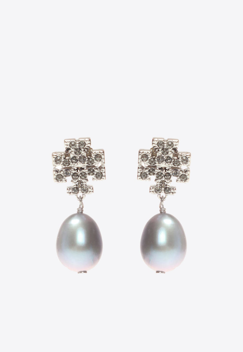 Kira Crystal Paved Pearl Drop Earrings