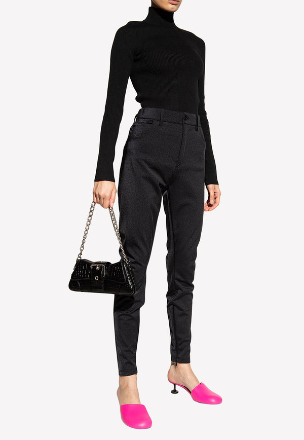 Small Lindsay Shoulder Bag in Croc-Embossed Leather