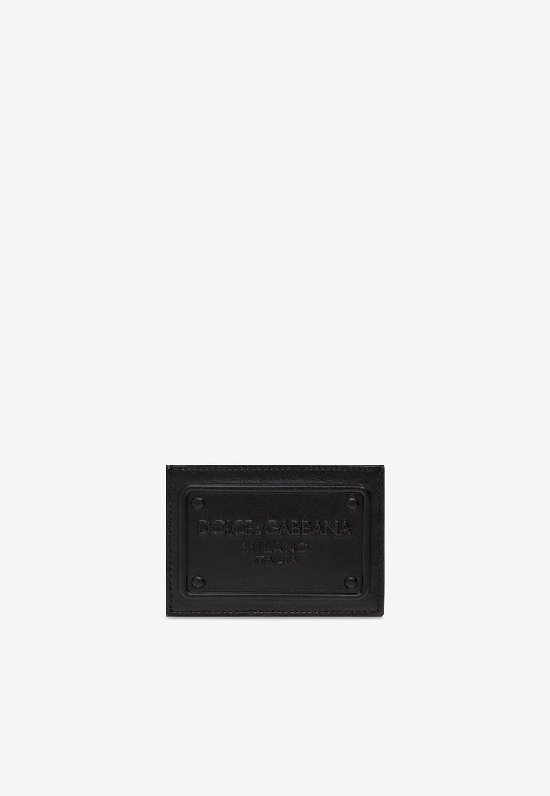 Raised Logo Calf Leather Cardholder