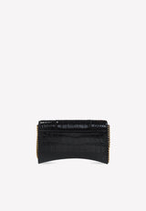 Hourglass Wallet on Chain in Crocodile Embossed Leather