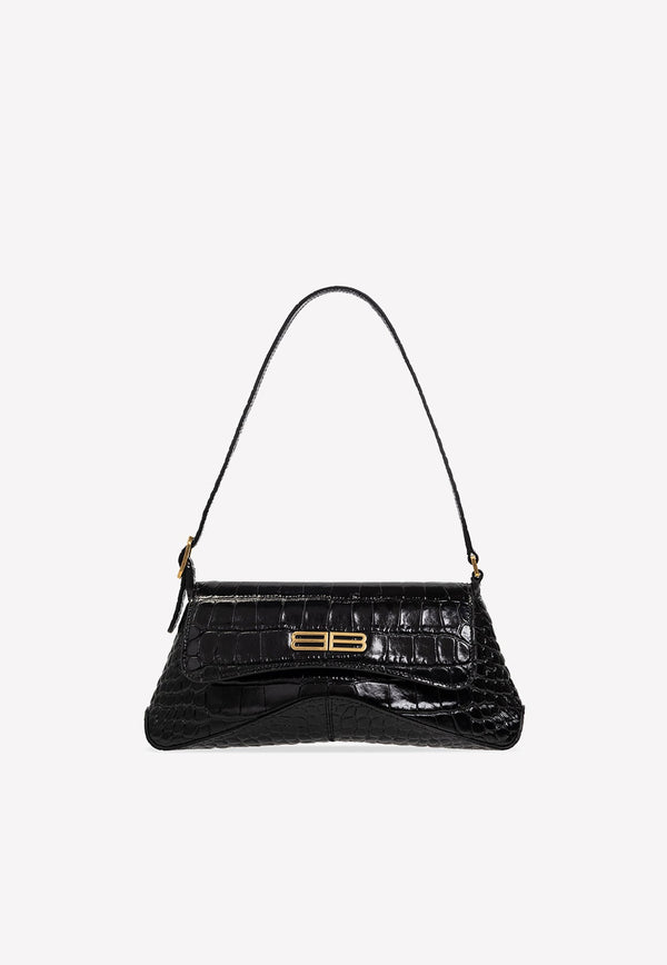 XX Small Shoulder Bag in Croc-Embossed Leather