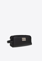 Logo Plate Nylon Vanity Pouch