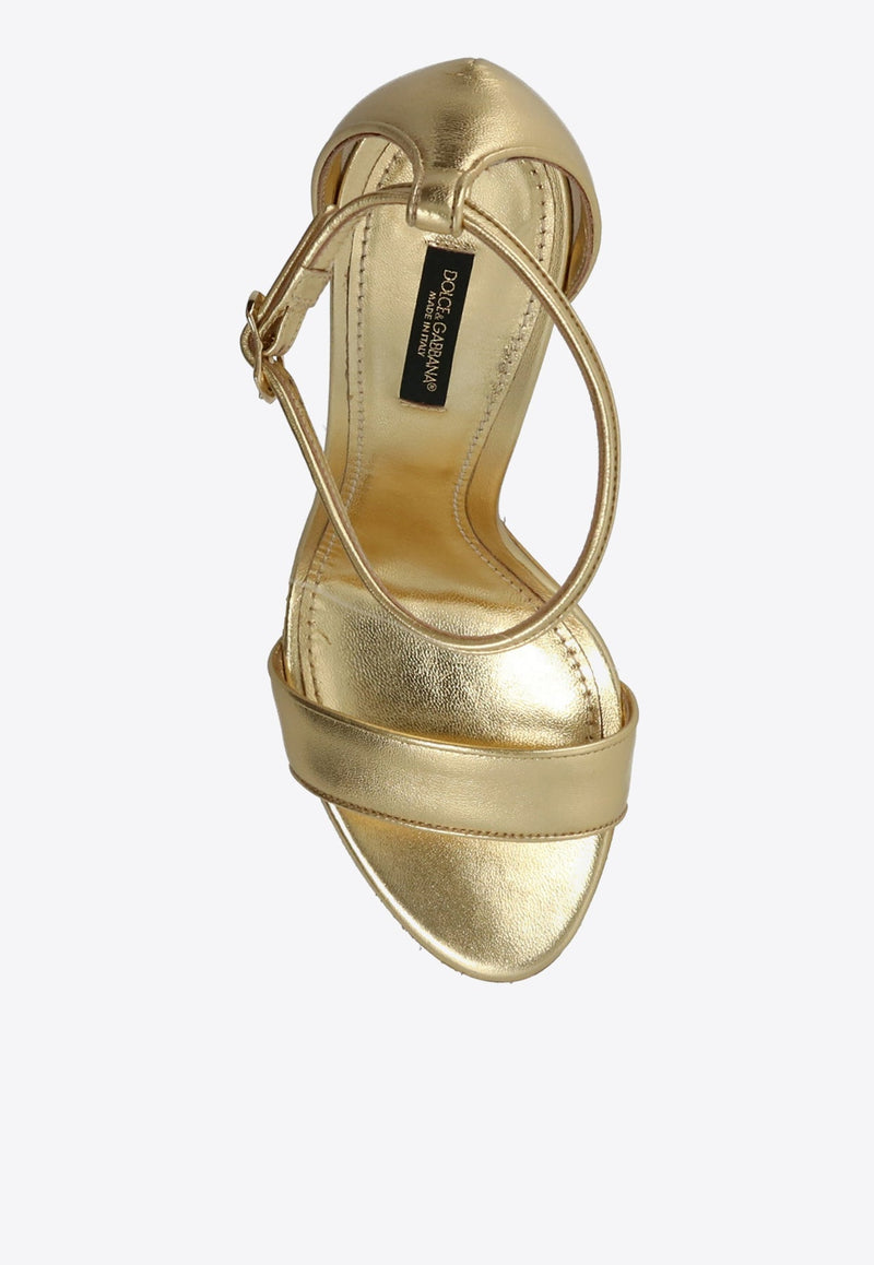 Keira 105 Metallic Leather Sandals with DG Baroque Heel