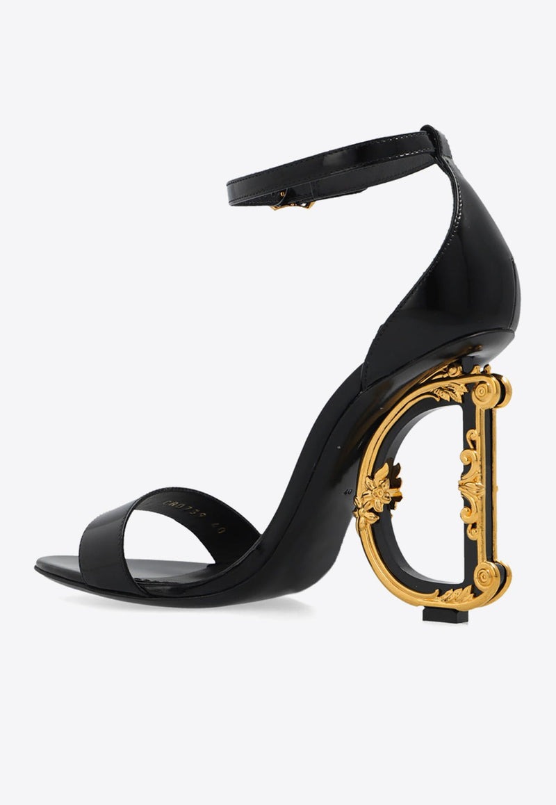 Keira 105 Polished Leather Sandals with DG Baroque Heel