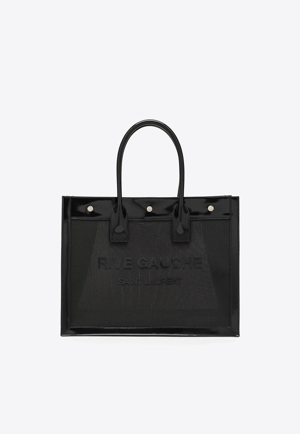 Small Rive Gauche Tote Bag in Leather and Mesh
