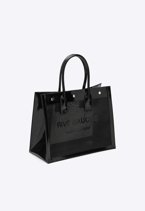 Small Rive Gauche Tote Bag in Leather and Mesh