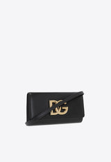 3.5 Logo Plaque Leather Clutch Bag