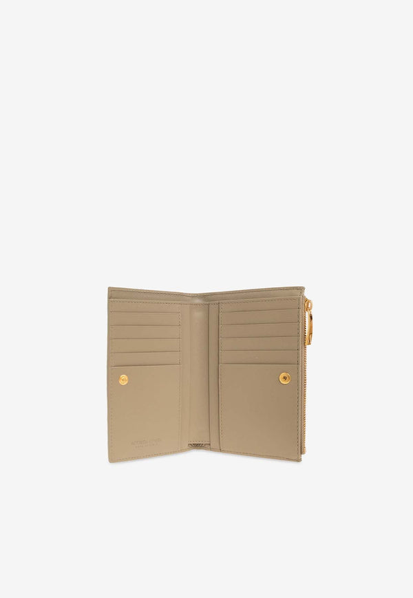 Medium Zip Bi-Fold Wallet in Intrecciato Leather