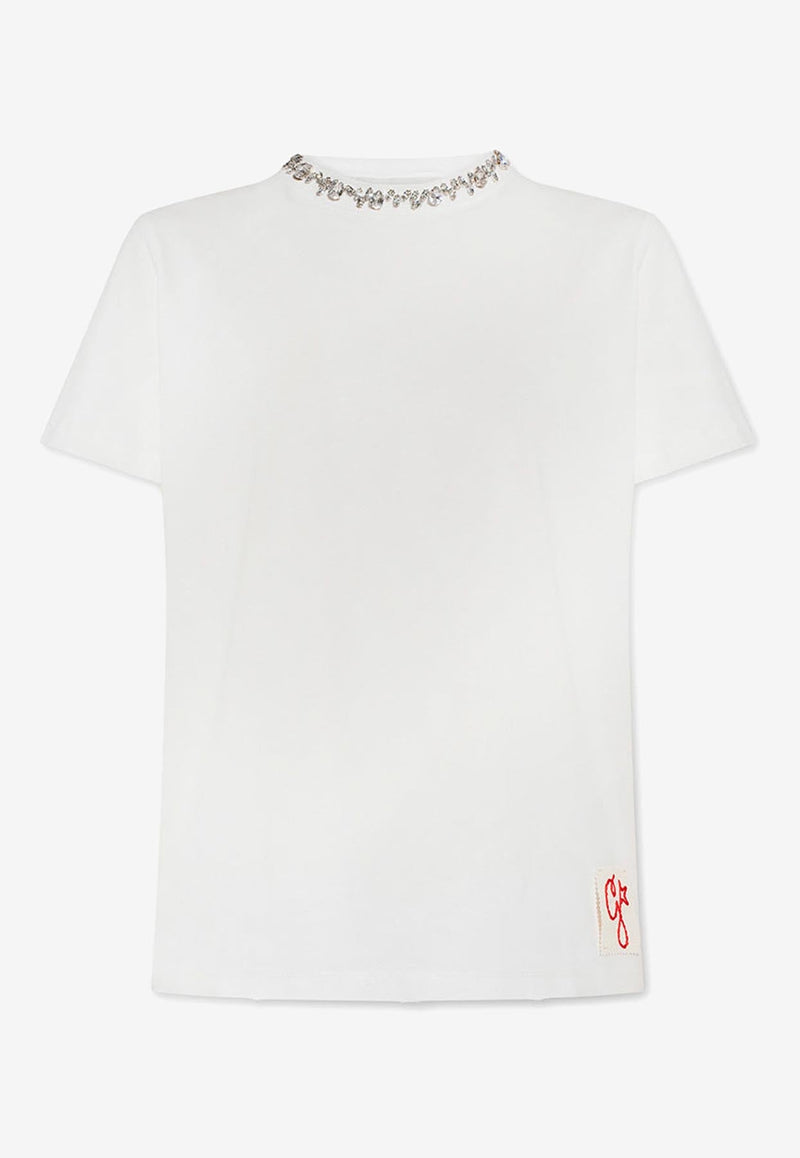 Logo Patch T-shirt with Crystal Embellishments