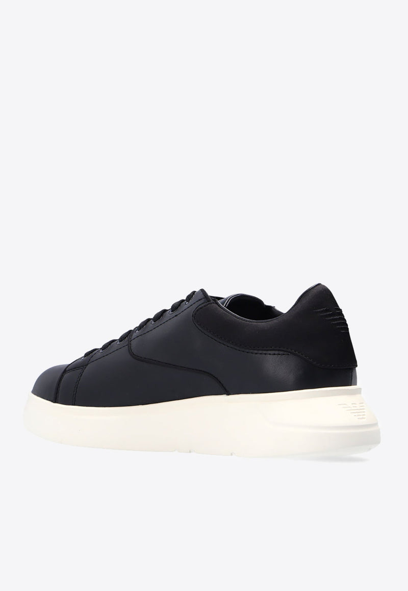 Stitched Panel Low-Top Leather Sneakers