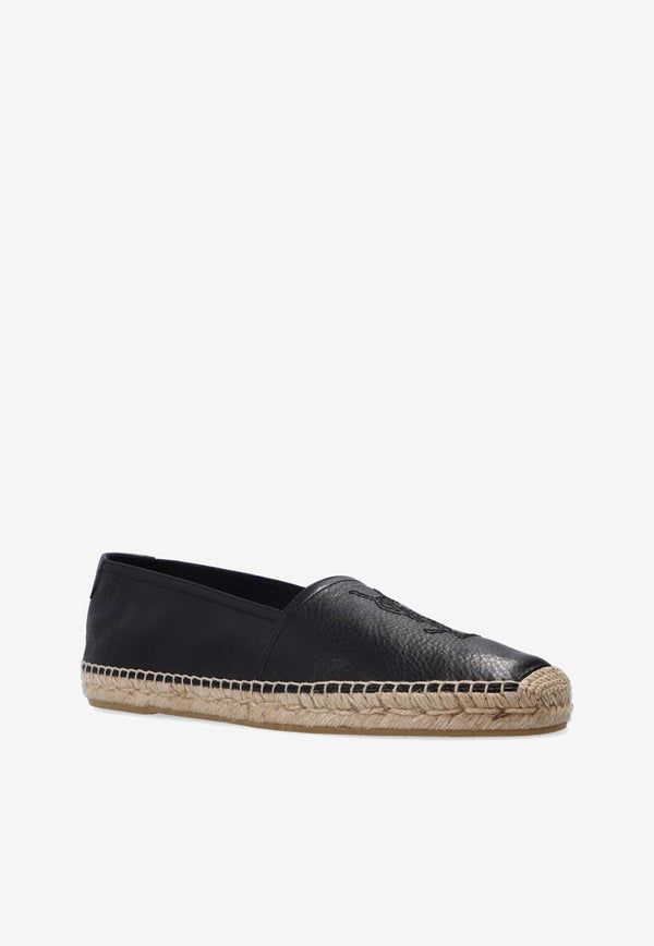 Toscano Logo-Embroidered Leather Espadrilles