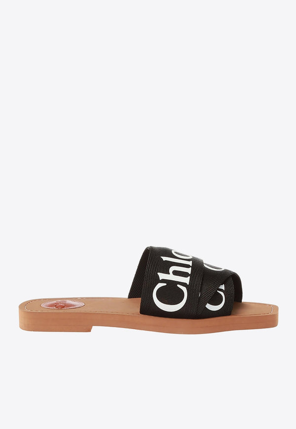 Woody Logo Detail Flat Sandals