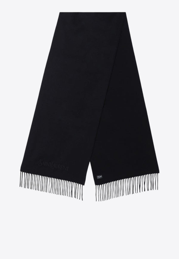 Logo Embroidered Cashmere Scarf