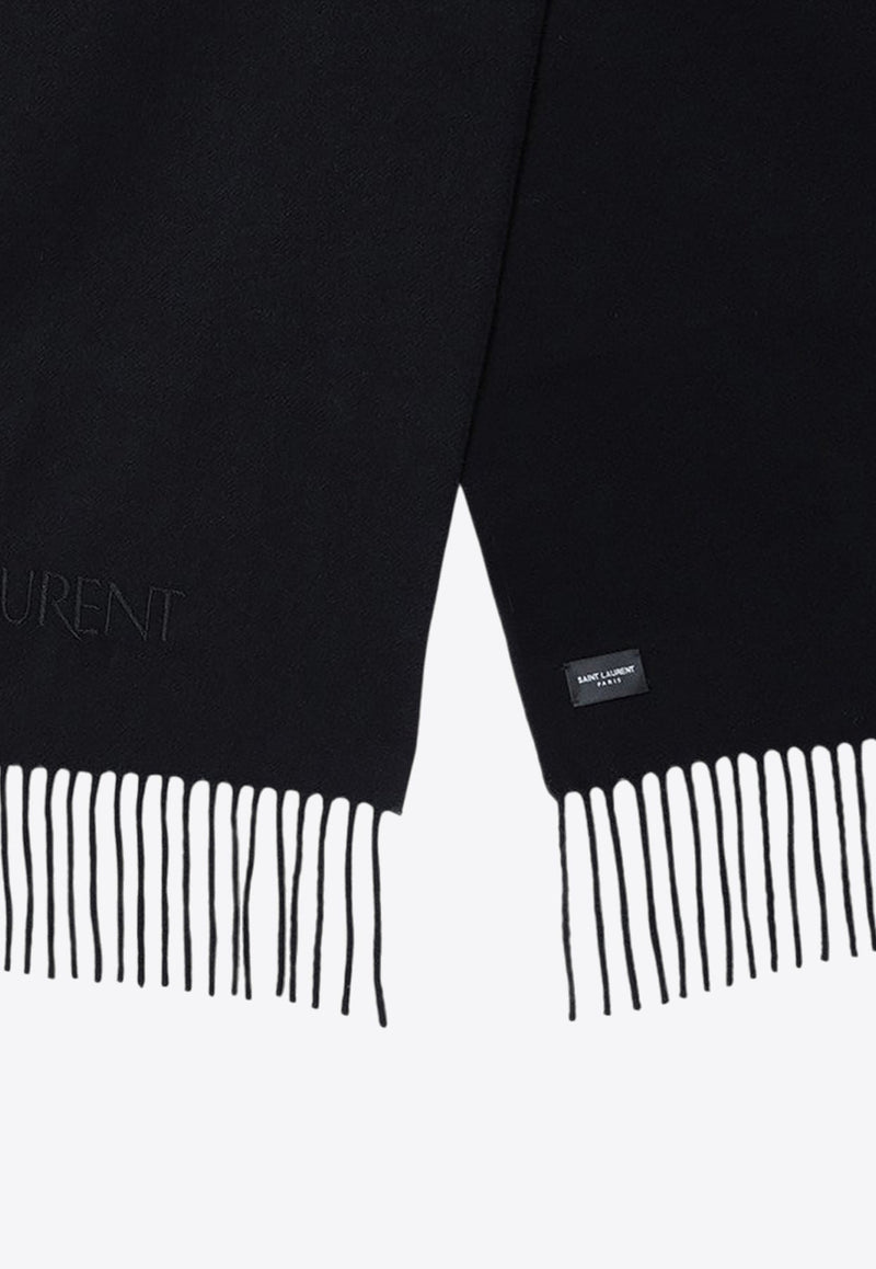 Logo Embroidered Cashmere Scarf