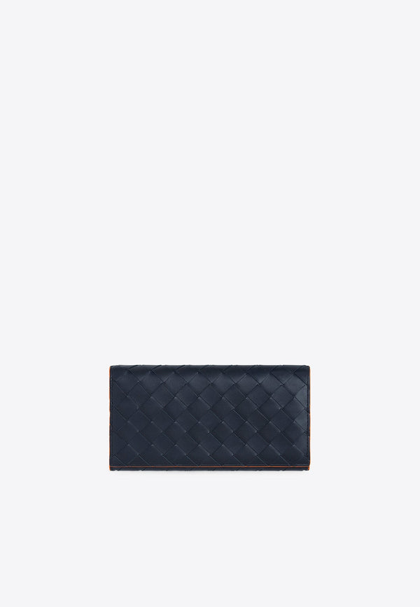 Long Wallet in Intrecciato Leather