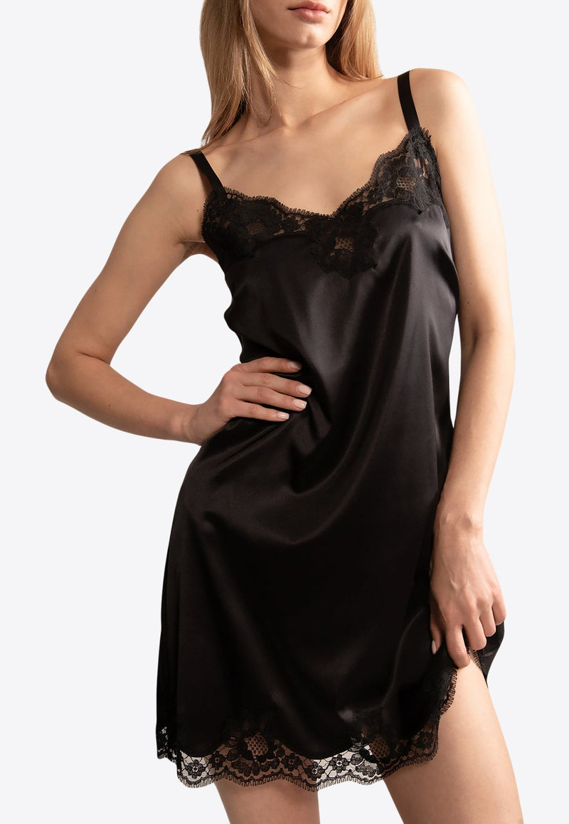 Lace-Trimmed Silk Camisole Dress