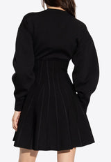 Long-Sleeved Wool Mini Dress