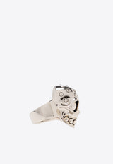 Skull Jeweled Brass Ring