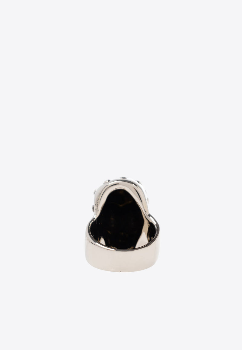 Skull Jeweled Brass Ring