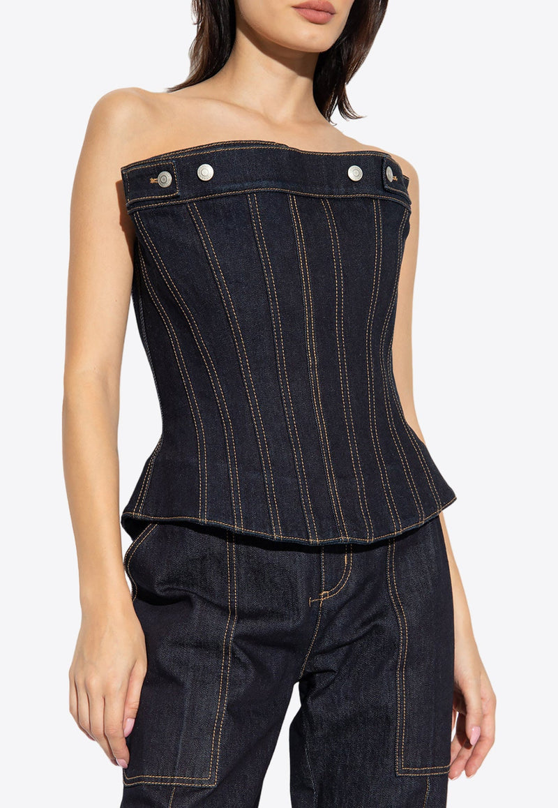 Strapless Flared Denim Corset