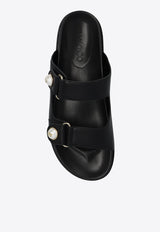 Fayence Pearl Embellished Leather Slides