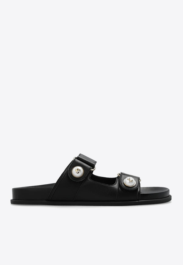 Fayence Pearl Embellished Leather Slides