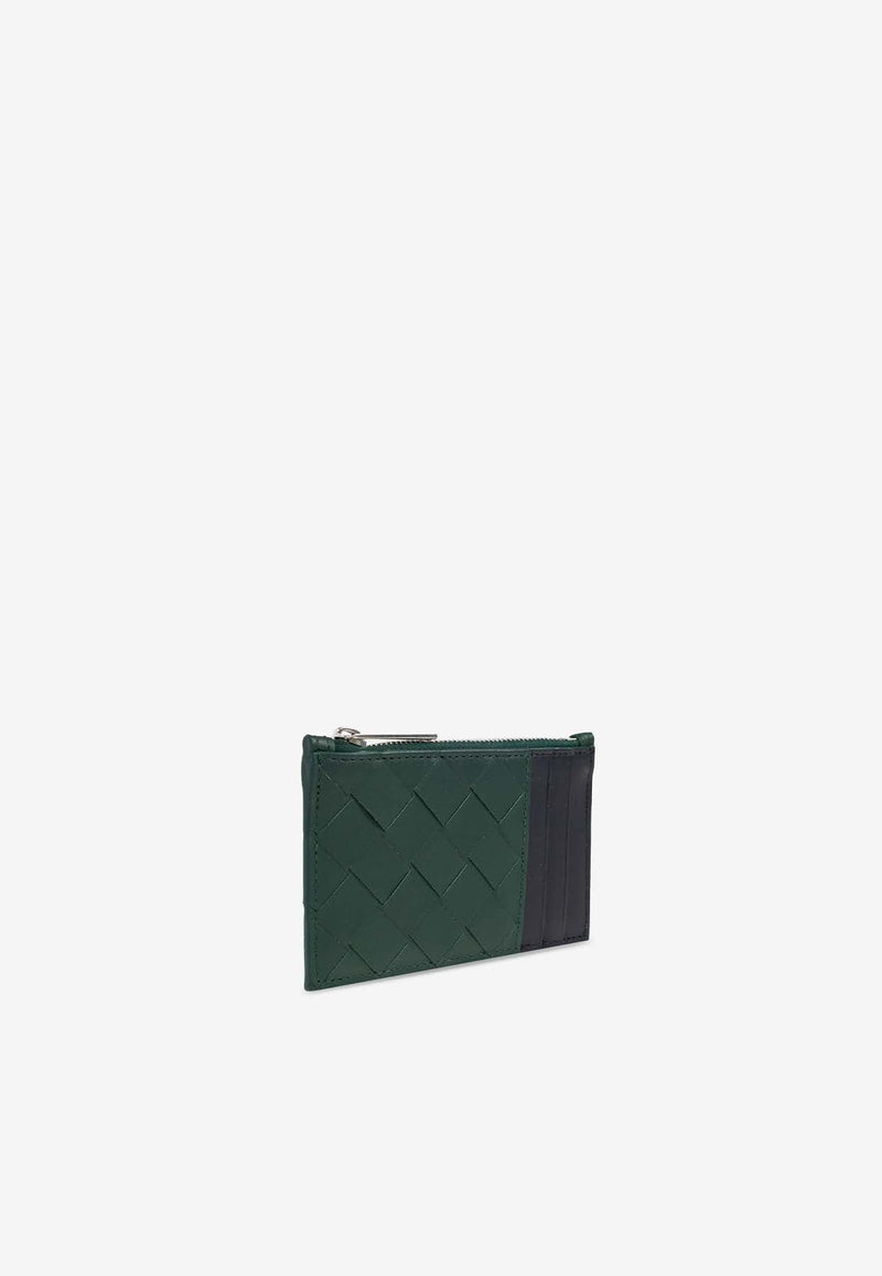 Two-Tone Intrecciato Zipped Cardholder