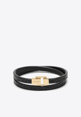 Double Wrap Bracelet in Croc-Embossed Leather