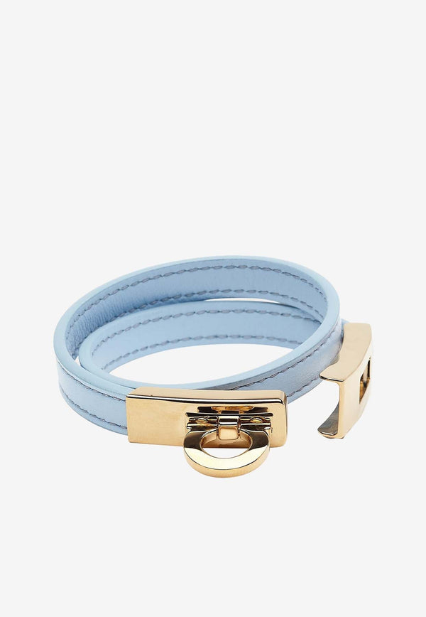 Gancini Double-Twist Leather Bracelet